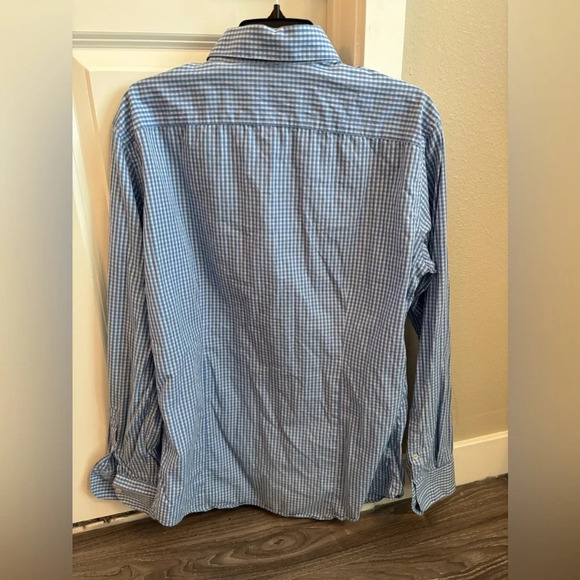 Sartoria Benetton Men’s Blue Checkered Button Up Shirt Size 42 - Picture 3 of 3
